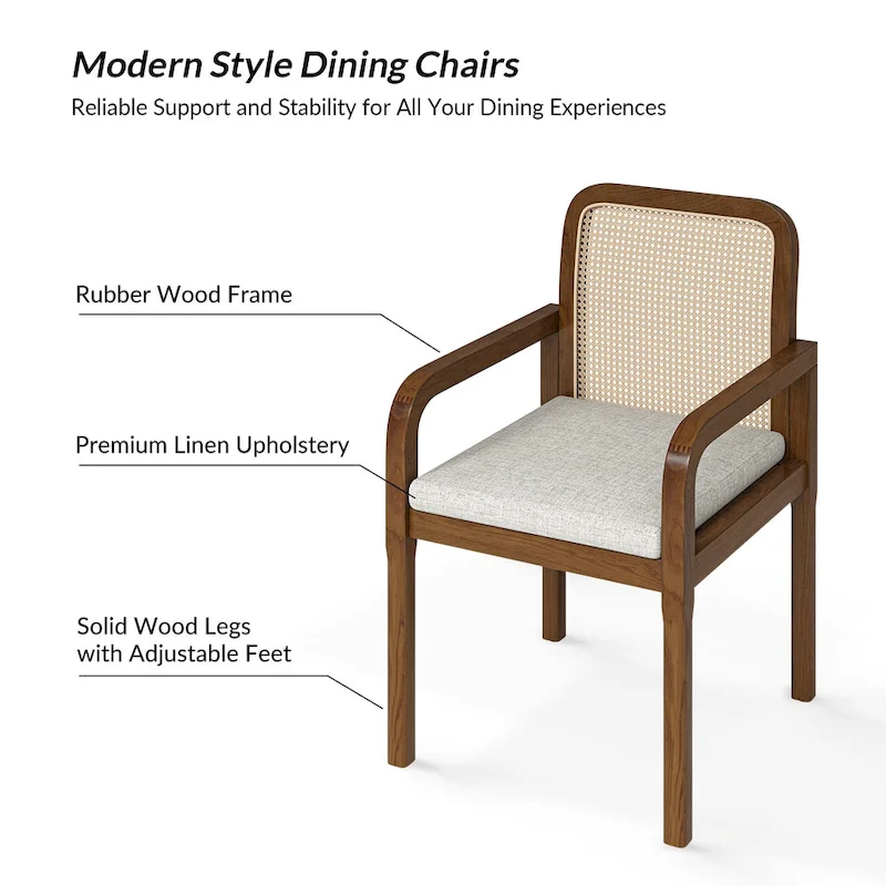 Antoine Modern Ratten Back Dining Chair with Removable Cushion Set of 6 by HULALA HOME