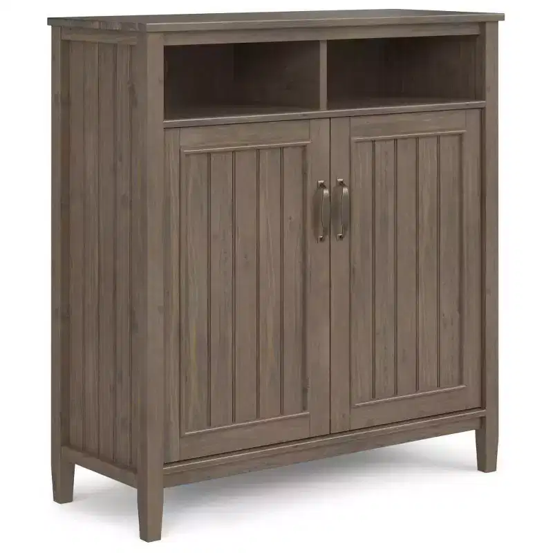 Medium Storage Cabinet Smoky Brown with Adjustable Shelves and Cord Management