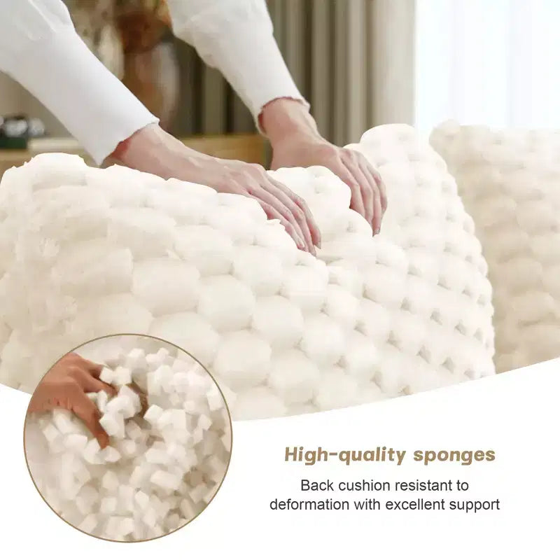 114 Modular Sectional Sofa Flannelette 3-Seater Deep Seat Buckle No Assembly Cream