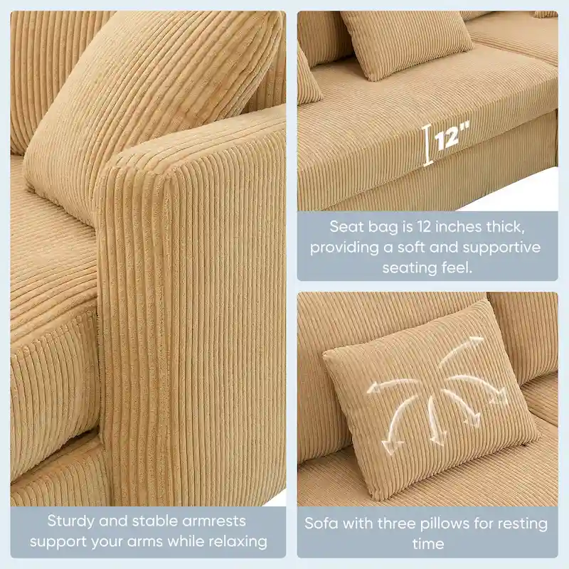 Modern 4-Seat L-Shaped Convertible Sofa with Reversible Chaise and Pillows