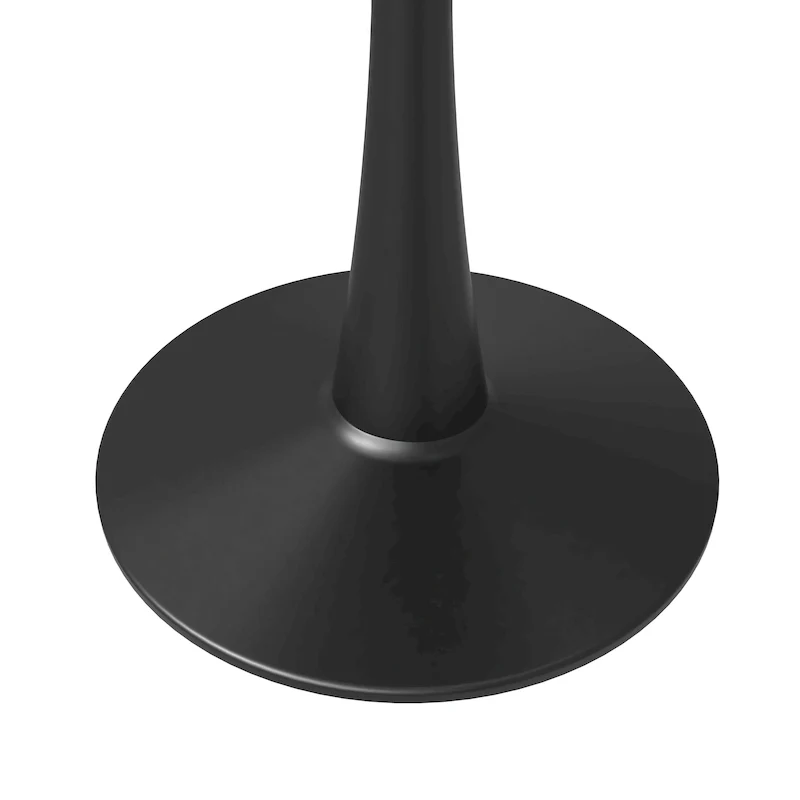 35in Round Dining Table with Sintered Stone Tabletop, Black Steel Pedestal Base, Scratch-Resistant