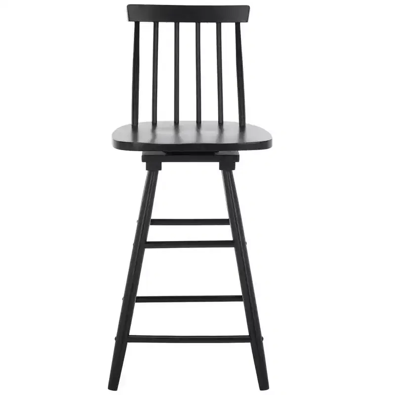 Swivel Counter Stool, Rubberwood, Armless with Back and Footrest