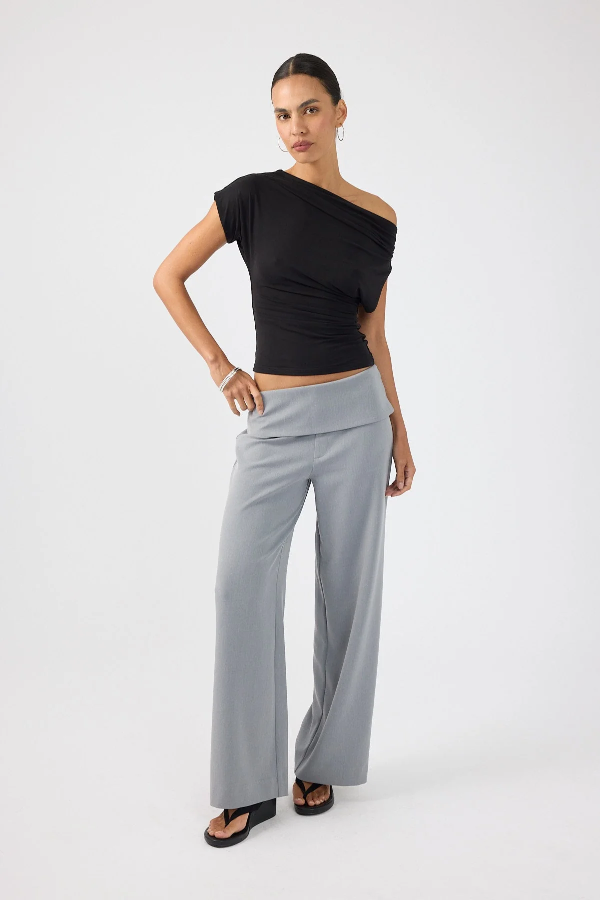 Fold Over Pant Grey
