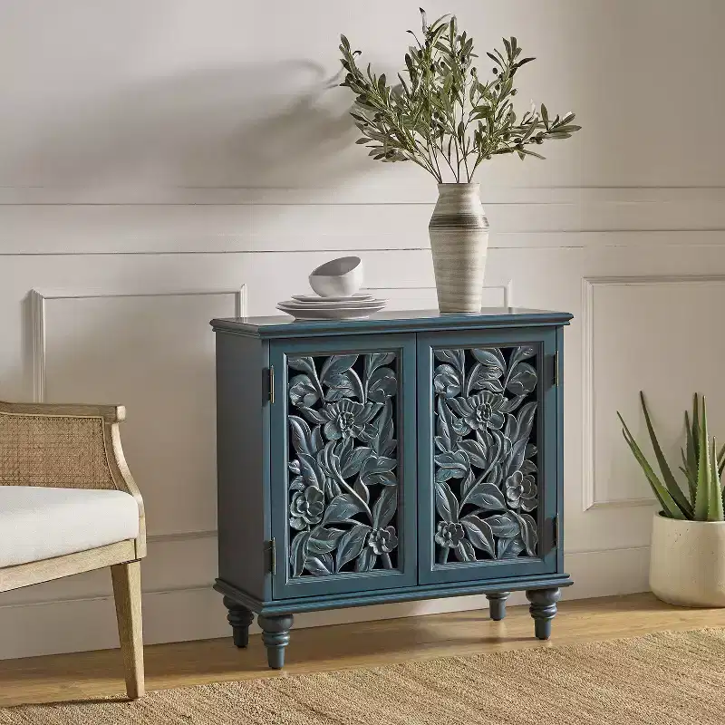 Alexis Traditional 32Tall 2 Door Accent Cabinet with LED Light|HULALA HOME