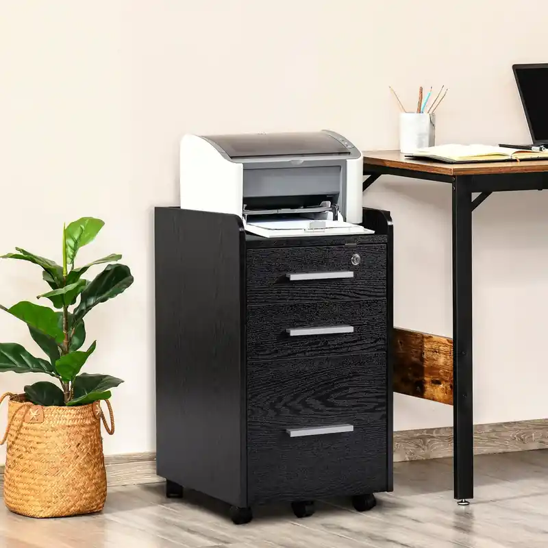 3-drawer Mobile File Cabinet Office Filing Cabinet