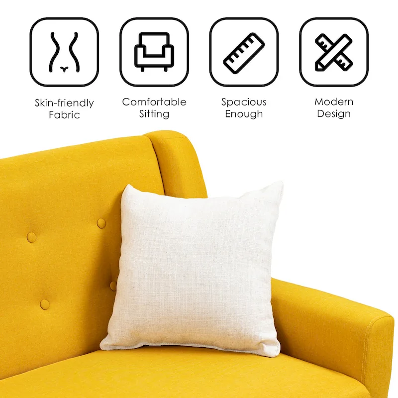 Linen Modern Tufted Loveseat Upholstered Sofa