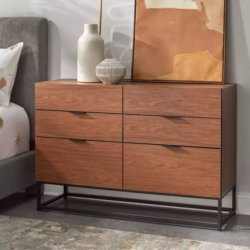 MDF Metal Base 6-Drawer Dresser 47.25