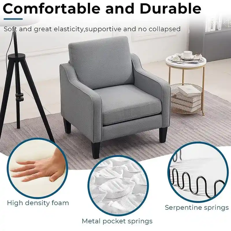 Mid-Century Modern Accent Chair, Single Seat – Multi-Color Options