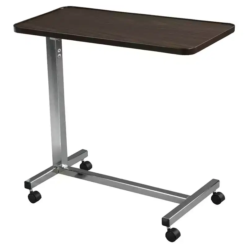 Height Adjustable Overbed Table, Chrome, Non-Tilt Top, 28