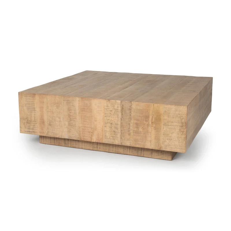 Square Floating Coffee Table, Solid Wood, Light Brown / Espresso, 1-Piece