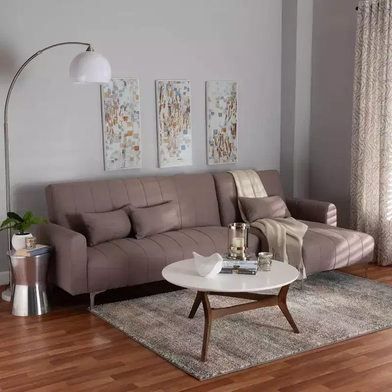 Baxton Studio Lanoma Fabric Upholstered Convertible Sleeper Sofa