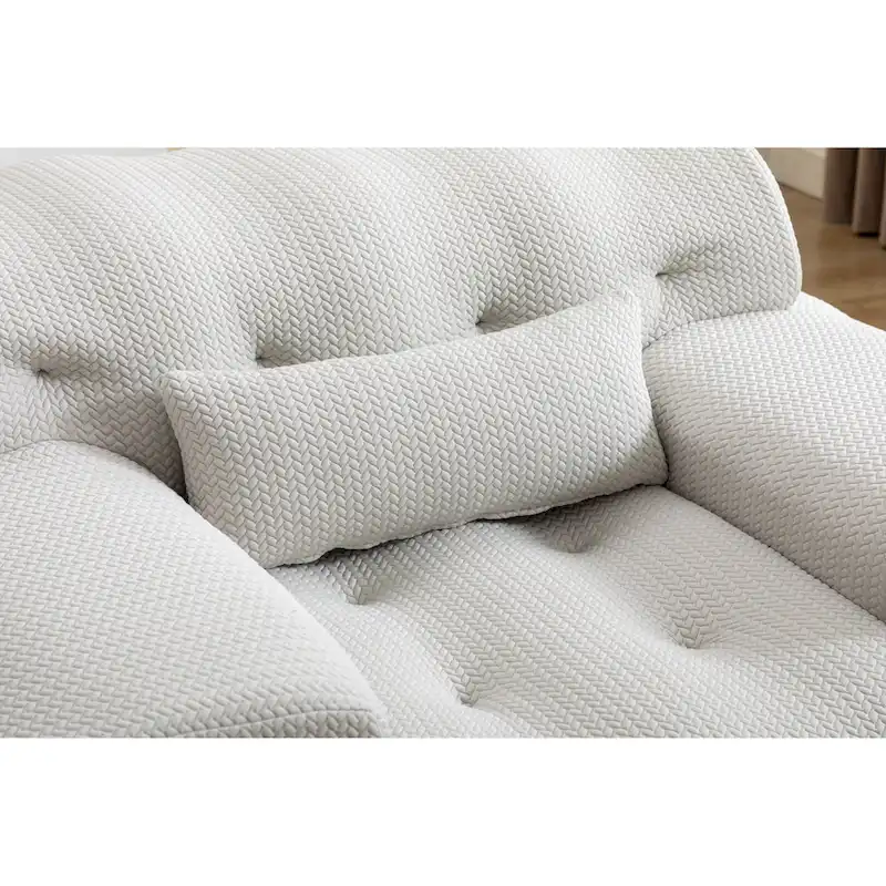Beige Button-Tufted Accent Chair with High-Density Foam Cushion
