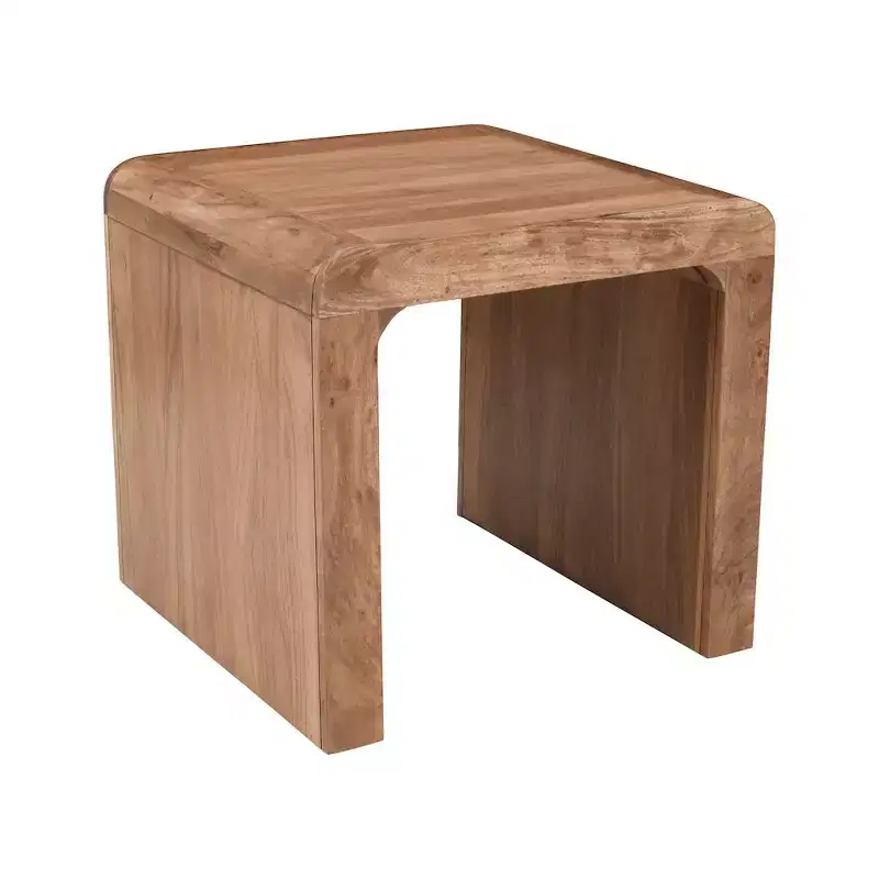 Jofran,Brooklyn Mid-Century Modern Solid Wood Square Waterfall Curved End Table