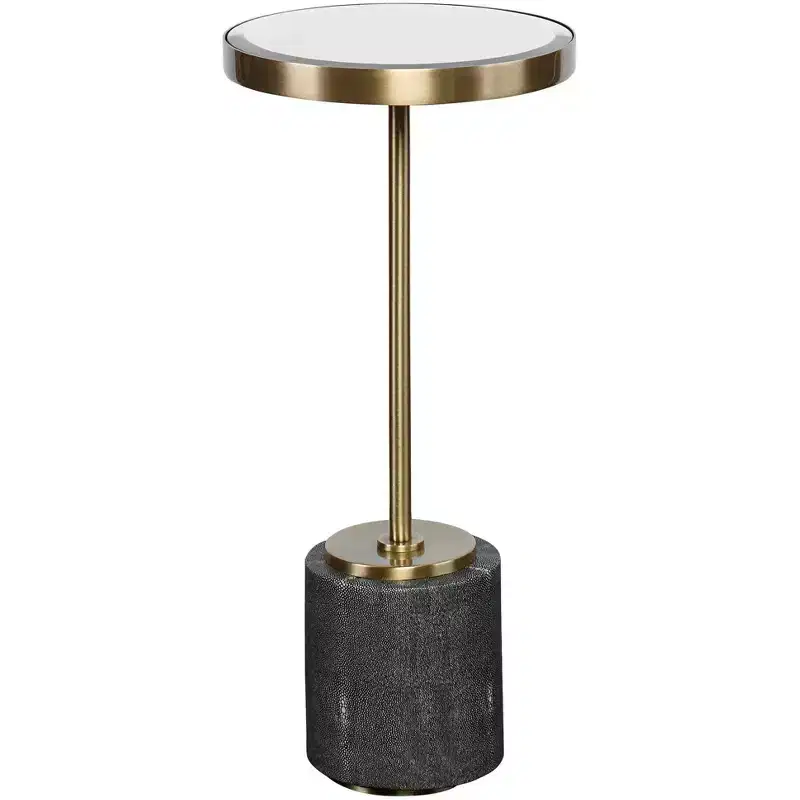 Modern Glam Brushed Brass Round Accent Table, 11 3/4