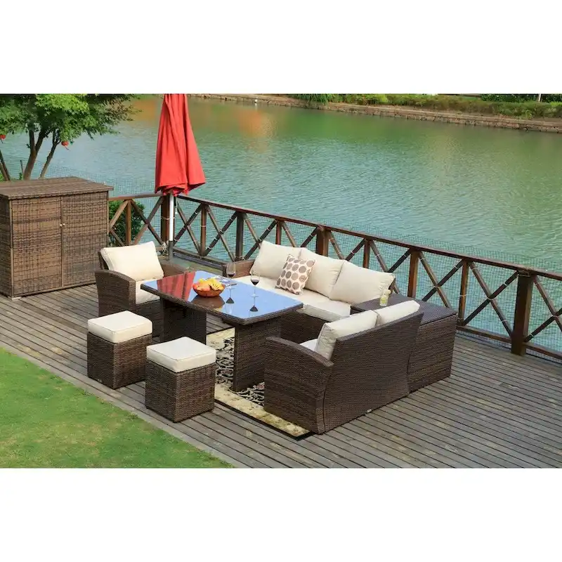7-piece Patio Furniture Set with Side Storage Box by Direct Wicker