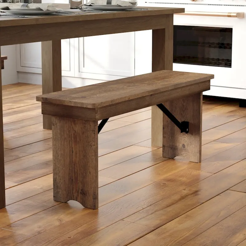 40 x 12 Antique Rustic Solid Pine Folding Farm Bench