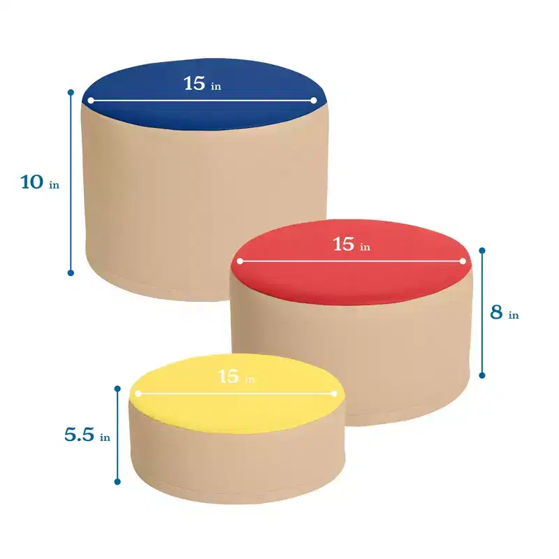 SoftZone Colorful Stump Stool Set, 3-Piece