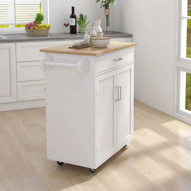 Kitchen island rolling trolley cart