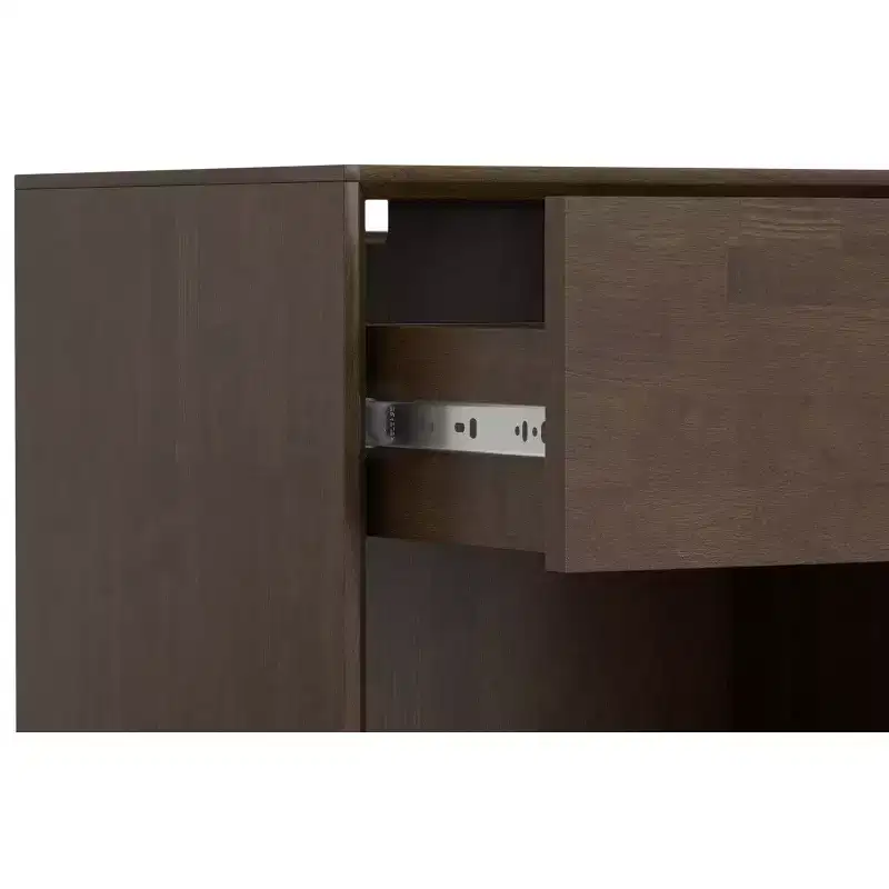 Devlin SOLID HARDWOOD 20 inch Wide Industrial Mid Century Nightstand in Walnut Brown