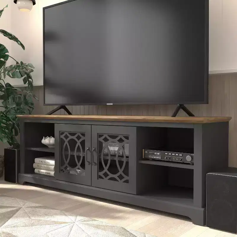 Galano TV Stand with Cut-Out Door Storage 68.2 W  17.1 D  23.7 H