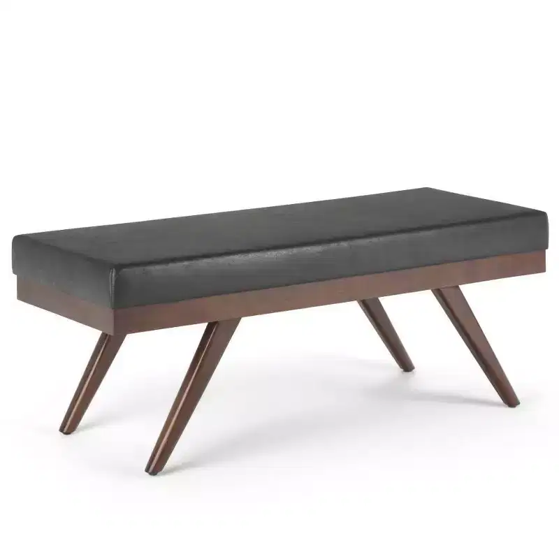 48 Nadine Mid Century Ottoman Bench Faux Air Leather - Wyndenhall