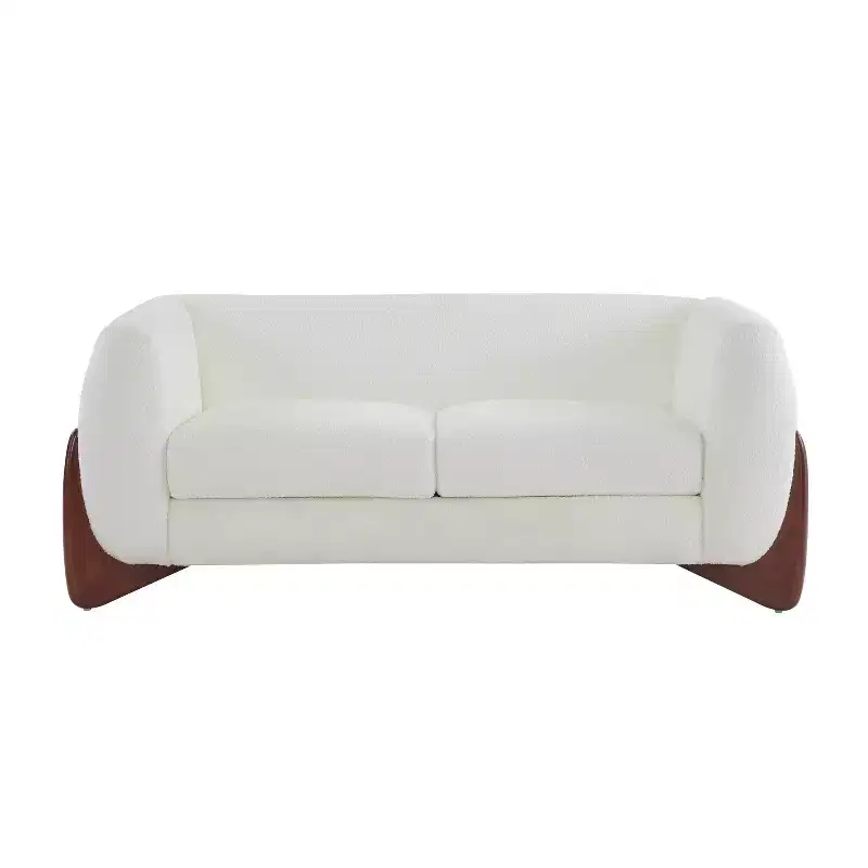 63 " Boucle Fabric Loveseat Beige