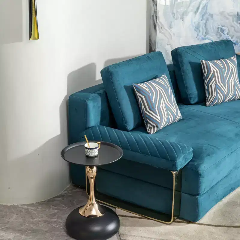 Modern Space-Saving Round Side Table, End Table with Metal Tabletop and Frame, Accent Couch Table for Living Room, Bedroom