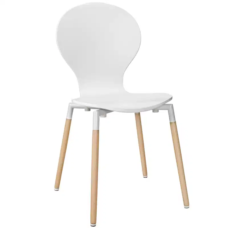 Modway Path Dining Wood Side Chair White: Solid Non-Upholstered, Spot Clean, 285 lb Capacity