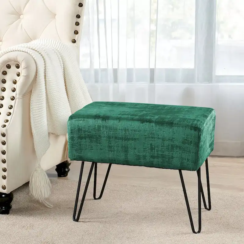 Textured Velvet Ottoman