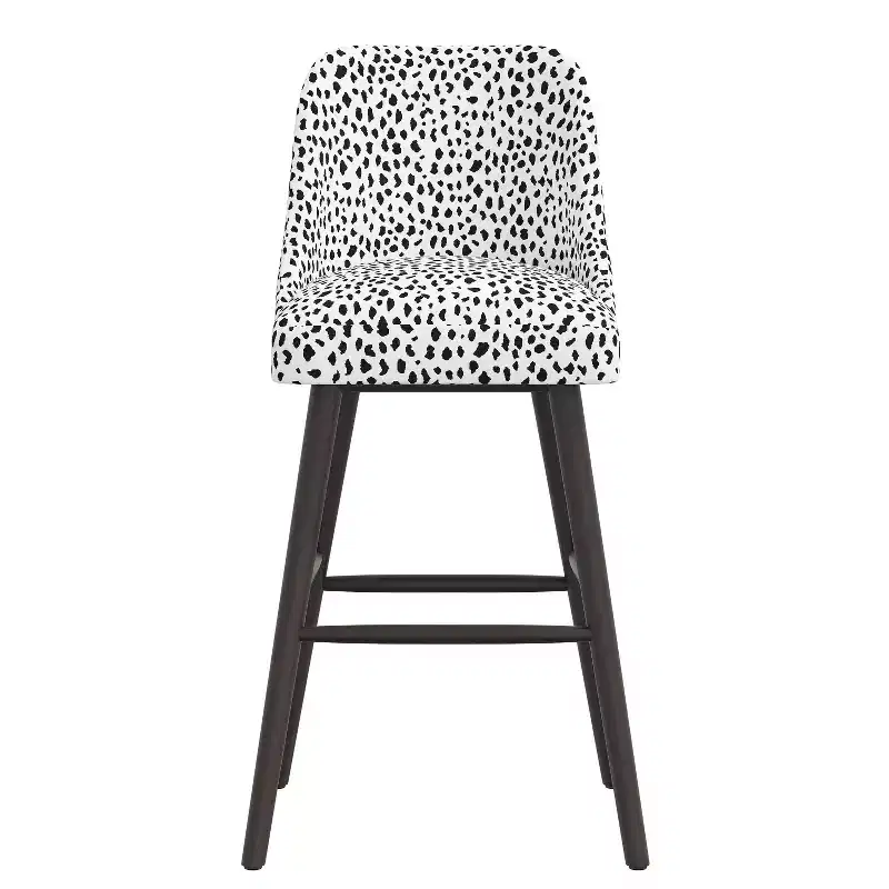 Rounded Back Barstool, Upholstered in Pattern Fabric