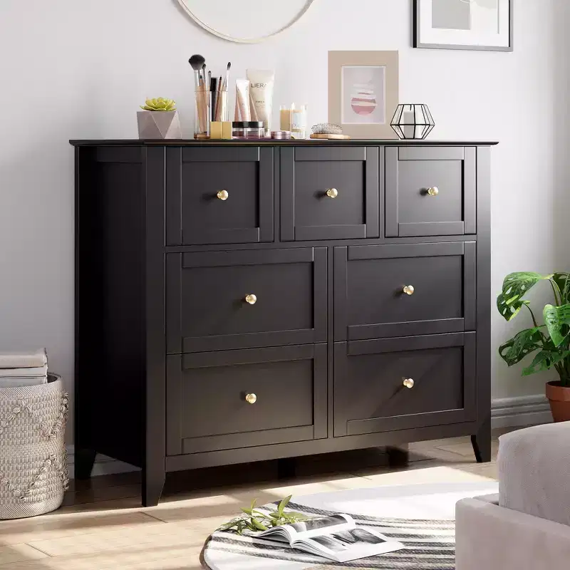 Modern 7-Drawer Chest, Wooden Storage Cabinet with Drawers, Suitable for Wardrobes, Hallways, Living Rooms, and Bedrooms