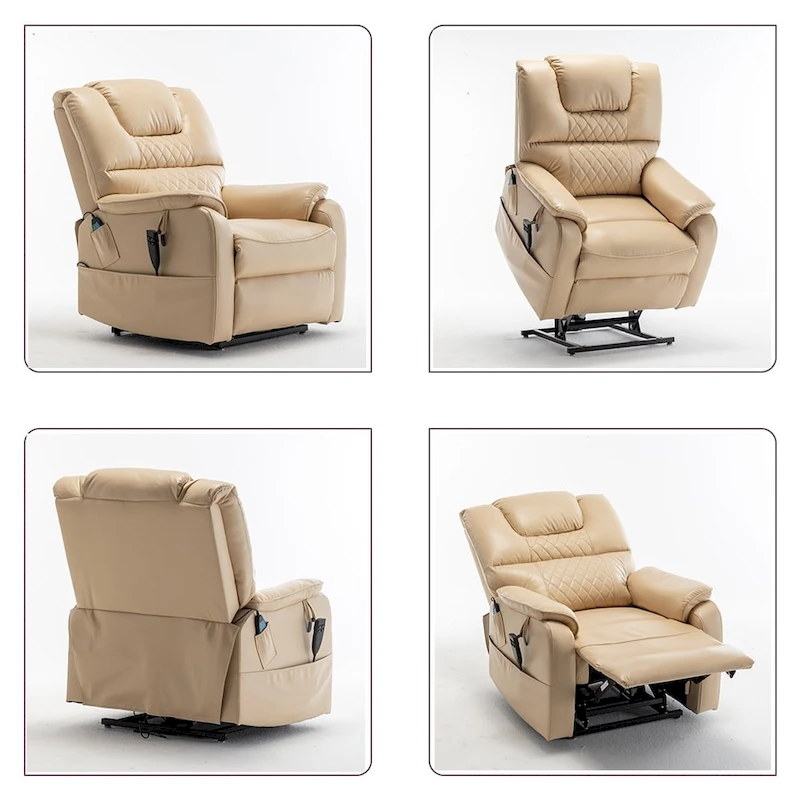 35.5W Dual Electric Power Lift Recliner,Massage&Heat,180 degrees