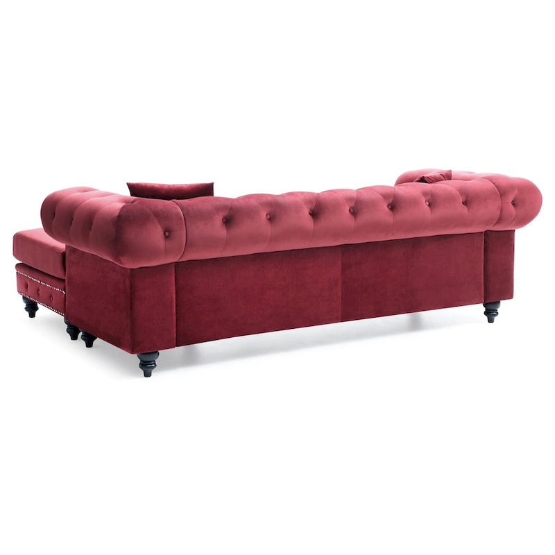 Nola 98 in. 3-Seater Velvet Sofa with 2-Throw Pillow - 98L x 37W x 31H