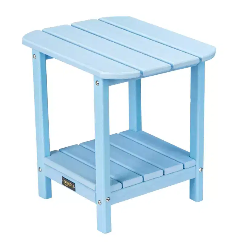 VINGLI HDPE Outdoor Side Table, Waterproof 2-Tier Patio Side Table End Tables for Patio Deck Porch Backyard Pool