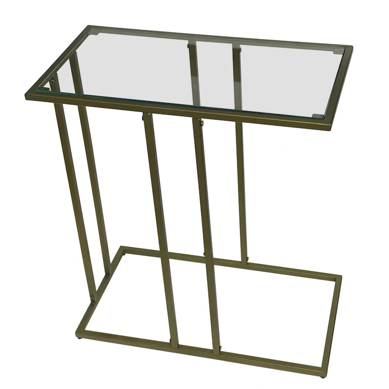 Serena End Table with Clear Glass - Antique Gold