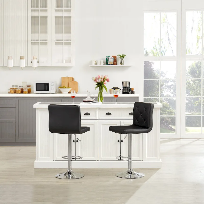 Javlergo  of 4 Bar Stools Adjustable Swivel Counter Height Barstools with Back