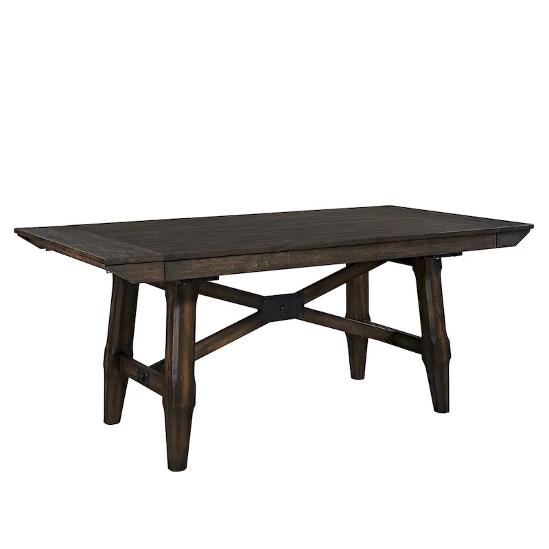 Double Bridge Dark Chestnut Optional 6 Piece Trestle Table Set
