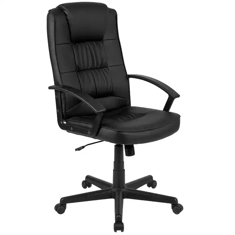 Emma and Oliver High Back Black LeatherSoft Task Chair with Arms - Desk Chair