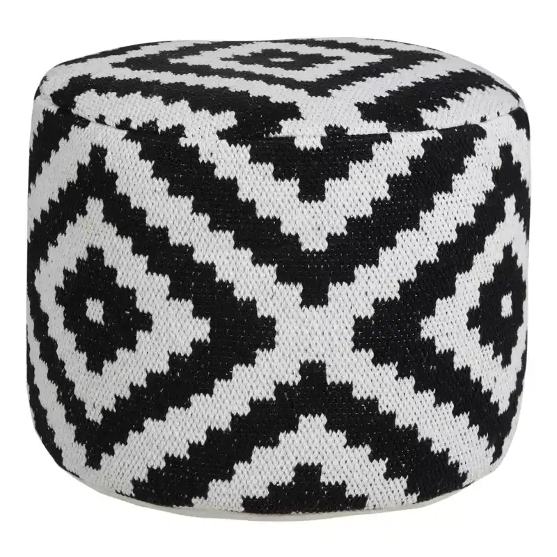18 Black Cylinder Geometric Pouf Ottoman