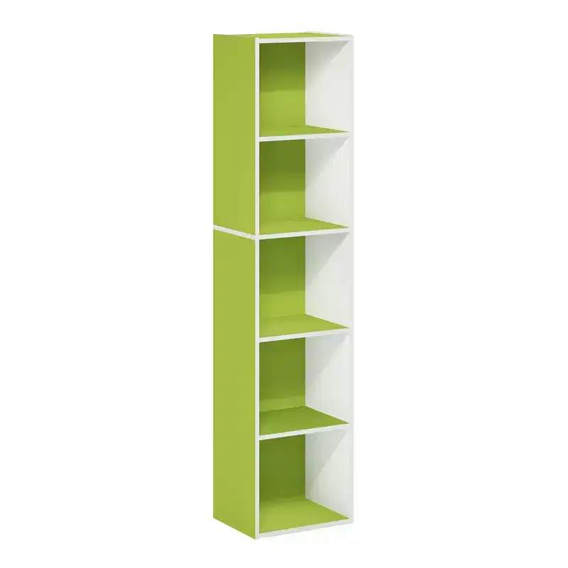 Furinno 5-Cube Storage Bookcase Multi-Functional Display Cabinet Bookshelf,Green/White