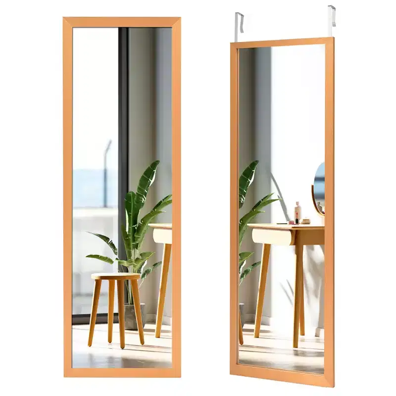 Door Wall Mounted Mirror Full Length Hanging Wood Frame Mirror Decor White\Black\Golden