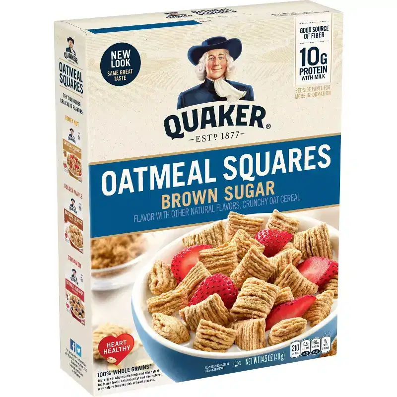 Quaker Oats Oatmeal Squares Brown Sugar Breakfast Cereal