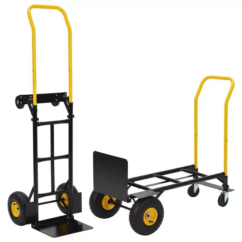Dolly Cart with Wheels - 400LB Capacity Heavy Duty Hand Truck with 4 Non-Flat Wheels, 2-in-1 Hand Cart