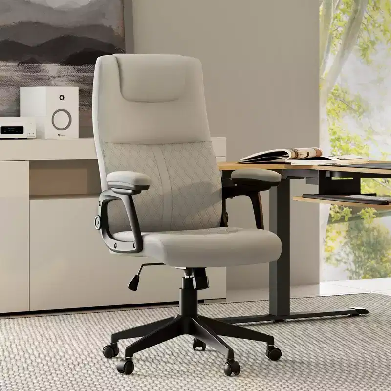 Diamond, PU Leather Office Chair,28.50 D x 26.00 W x 45.63''-49.63 H,Gray