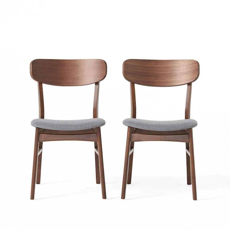 Fabric-upholstered Wood Dining Chairs (Set of 2) by Christopher Knight