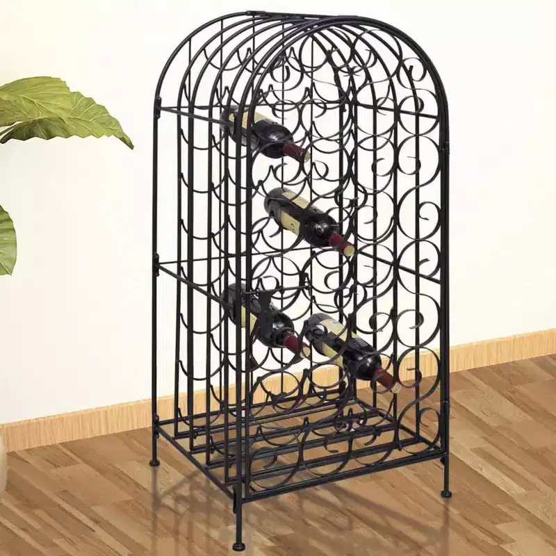 vidaXL Wine Rack Wine Bottle Holder Pantry Floor Wine Cabinet Organizer Metal