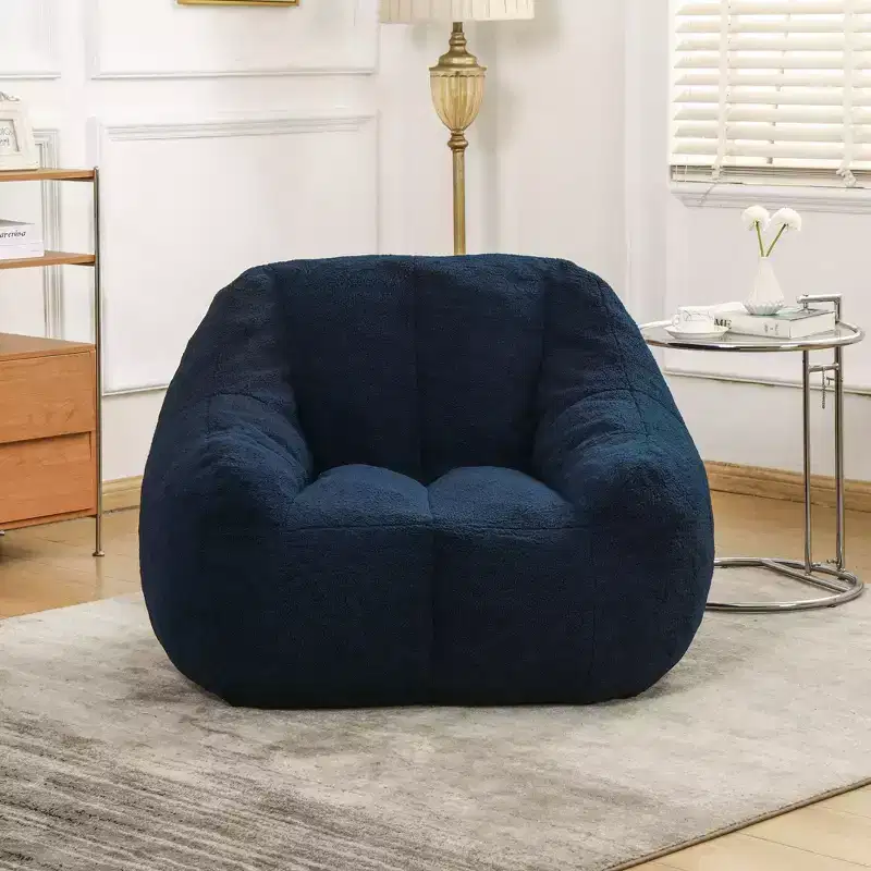 TUYOHW Fluffy Teddy Fabric Bean Bag Chair, Memory Foam Floor Chair for Plush Comfort, Modern Gaming Lounge Chair for Living Room