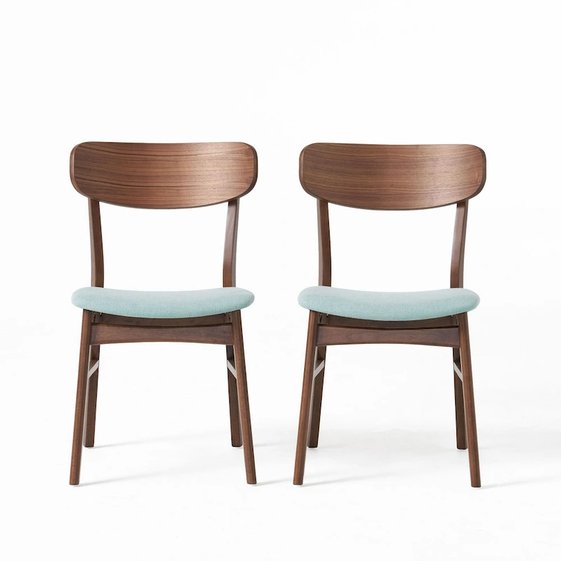 Fabric-upholstered Wood Dining Chairs (Set of 2) by Christopher Knight