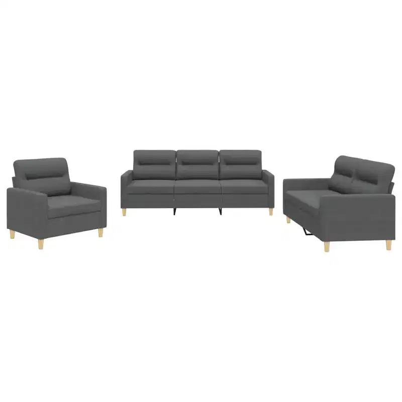 Sofa Set Dark grey Fabric (100% polyester), metal, textilene, plywood