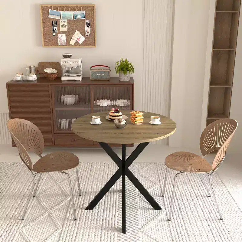 Okak 31.5IN Modern Round Dining Table for 2-4 Person, Kitchen Table with Metal Legs, Round Table for Dining Room, Living Room